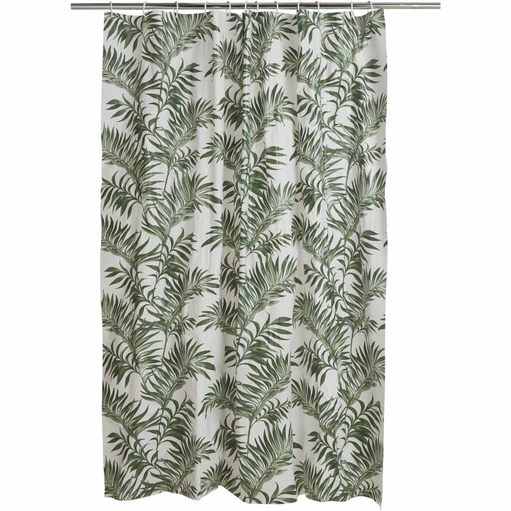 Wilko Tropical Leaf Shower Curtain Image 1