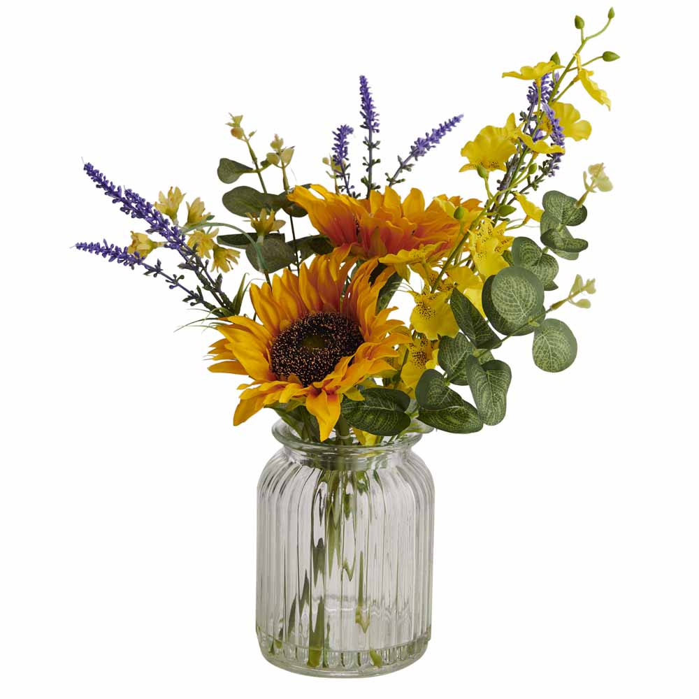 acoplador suerte vocal Wilko Sunflower Bouquet in Ribbed Vase | Wilko