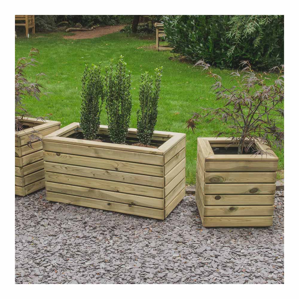 Forest Garden Timber Outdoor Square Linear Planter 40cm Image 4