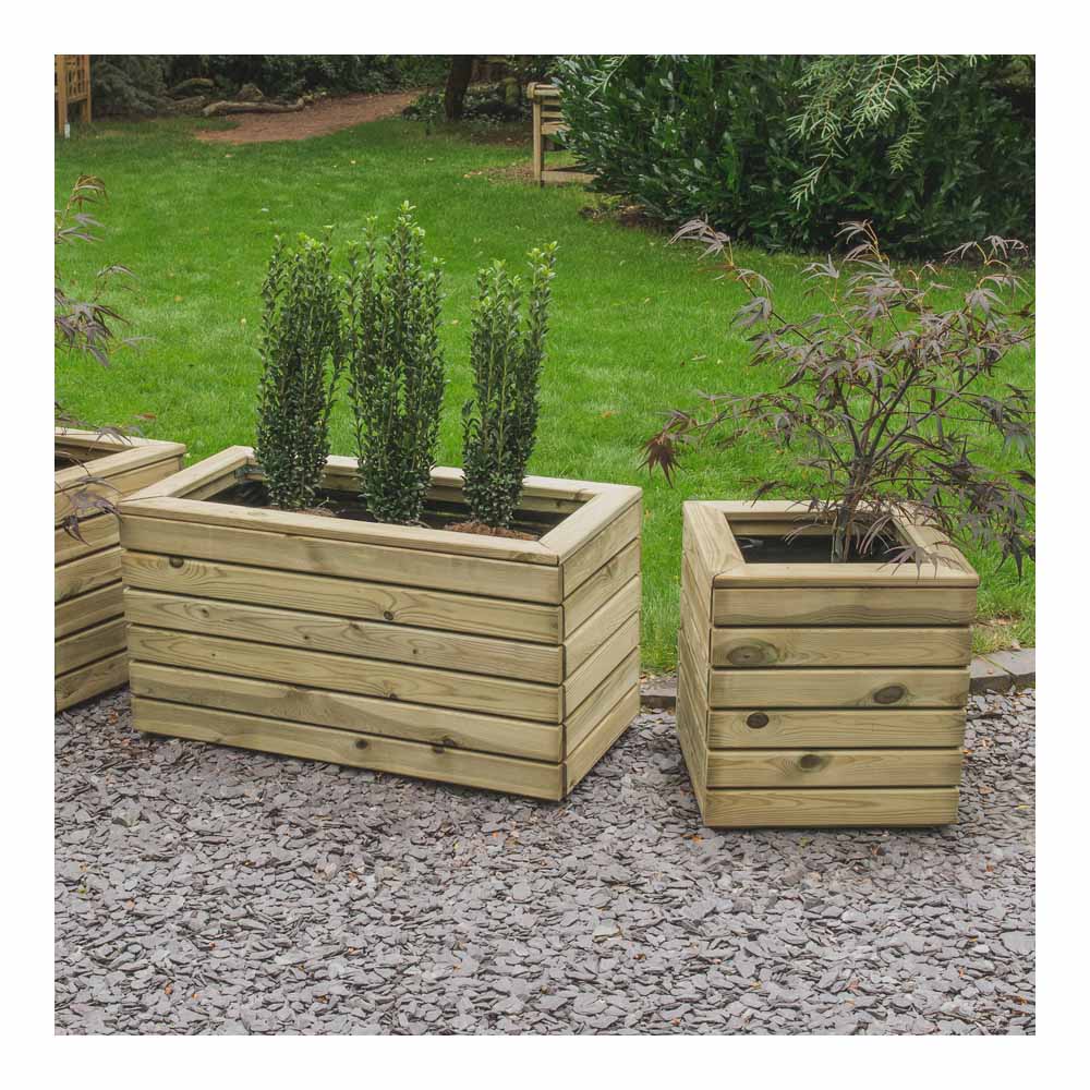 Forest Garden Timber Outdoor Double Linear Planter 40 x 80cm Image 6