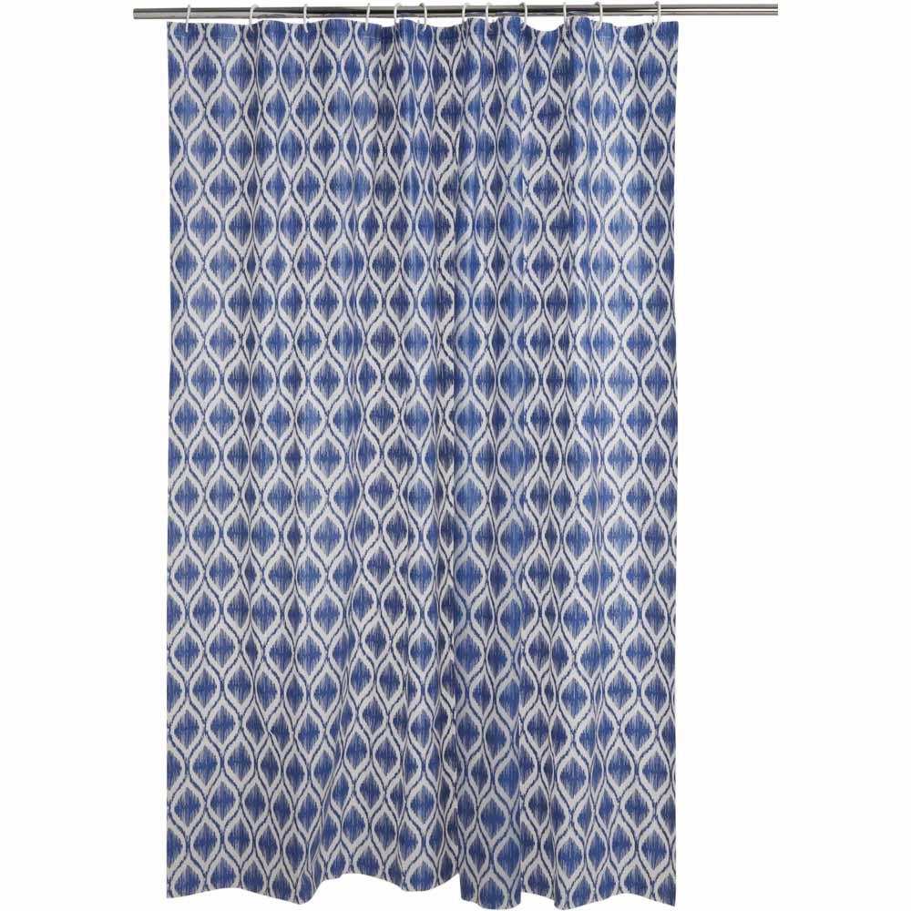 Wilko Blue Aztec Shower Curtain Image 1
