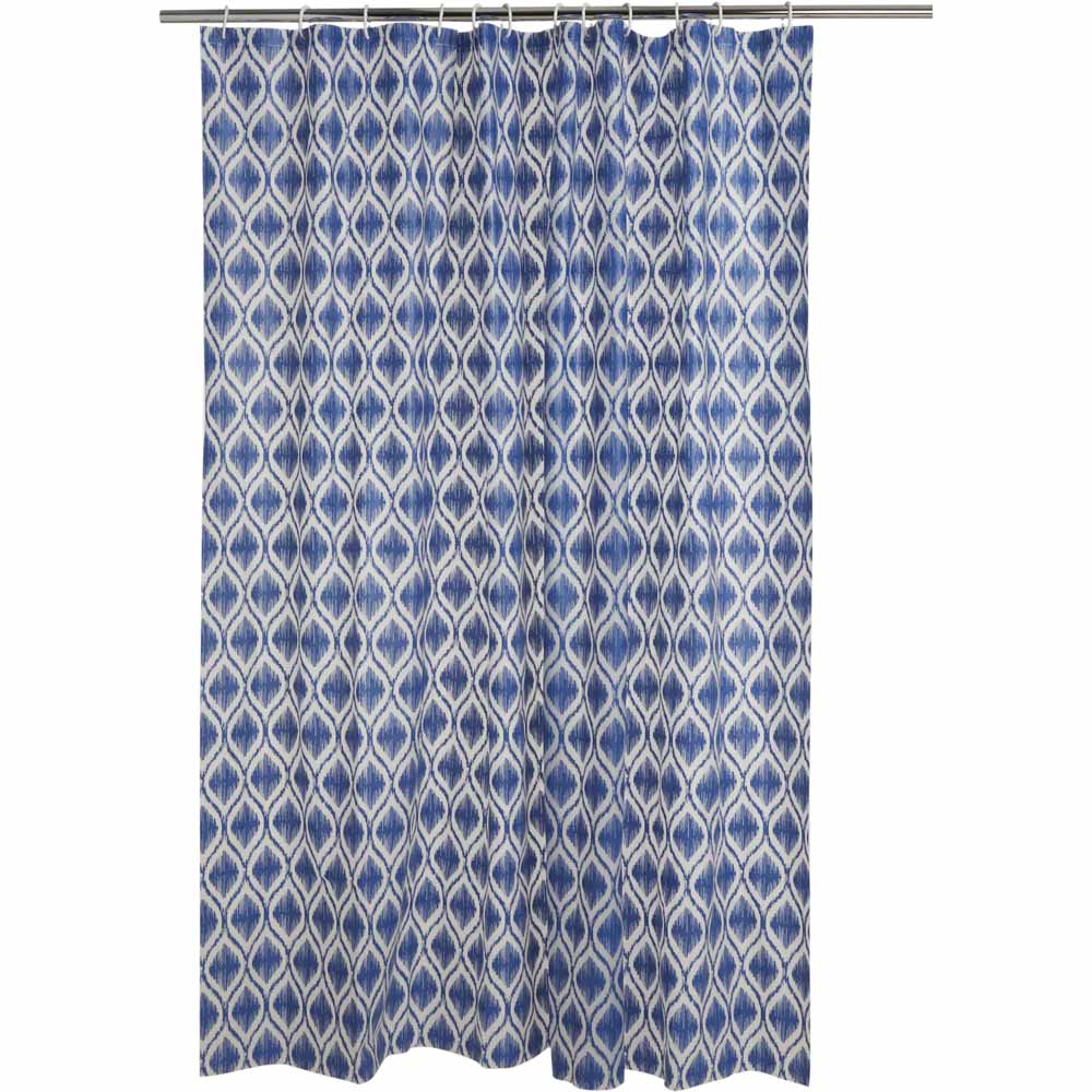 Wilko Blue Aztec Shower Curtain Wilko