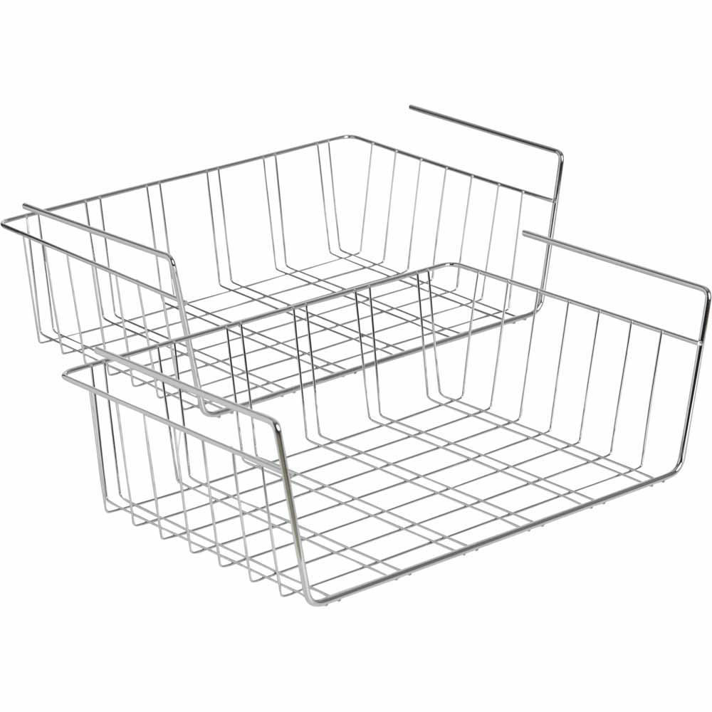 Wilko Chrome Shelf Storage Basket 2 Pk Image 1