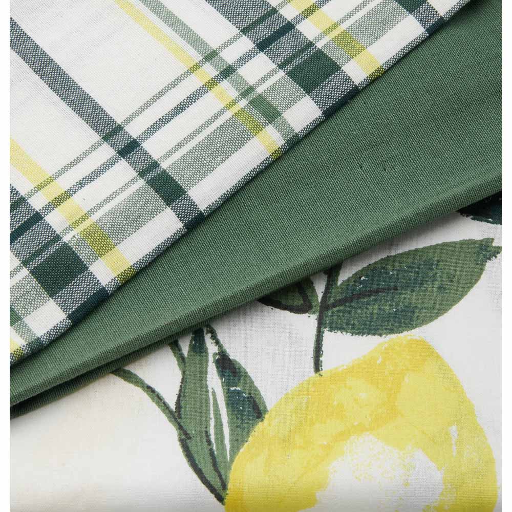 Wilko Lemon Print Tea Towels 3pk Image 2