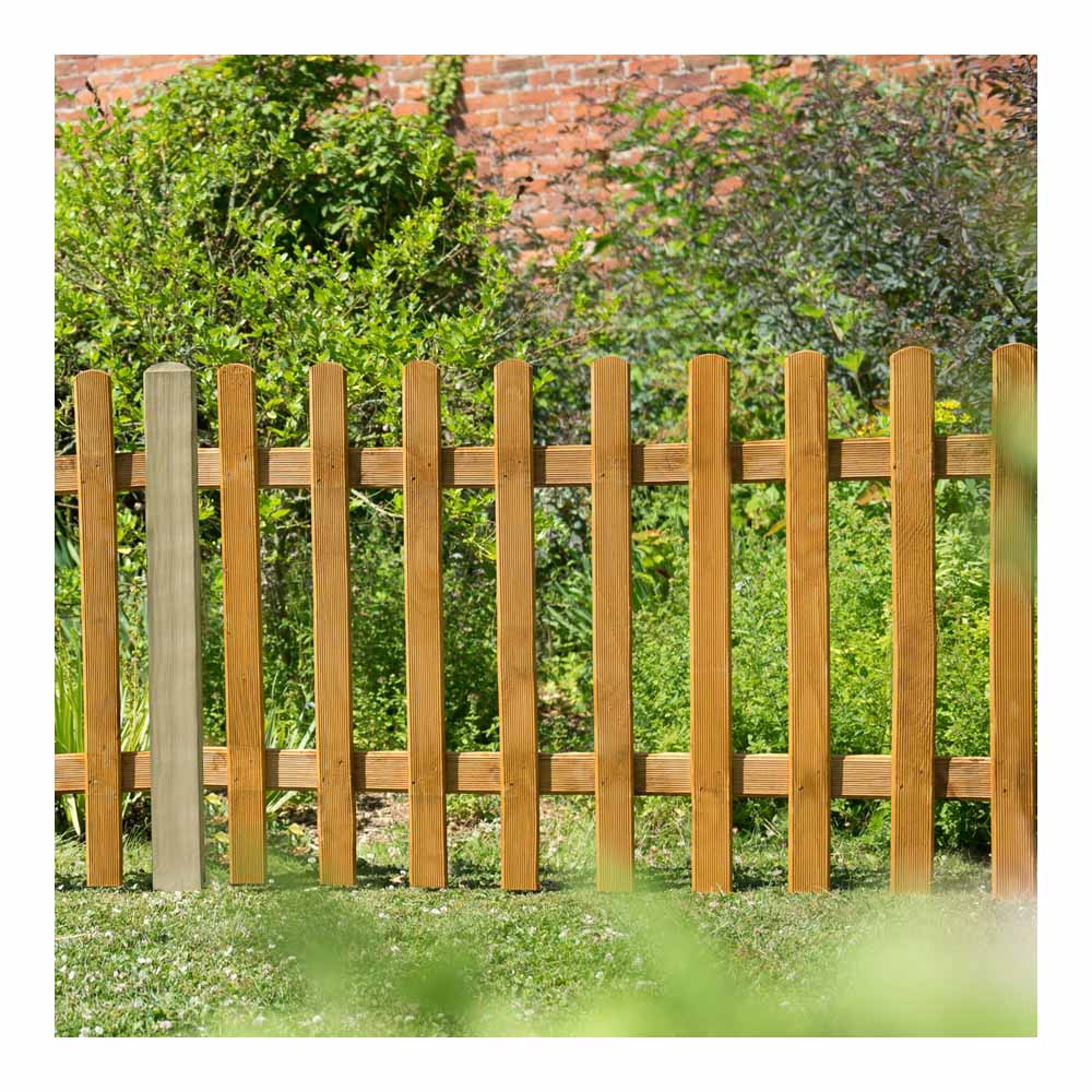 Forest Garden Pale Picket Fence Panel 6 x 3ft Wilko