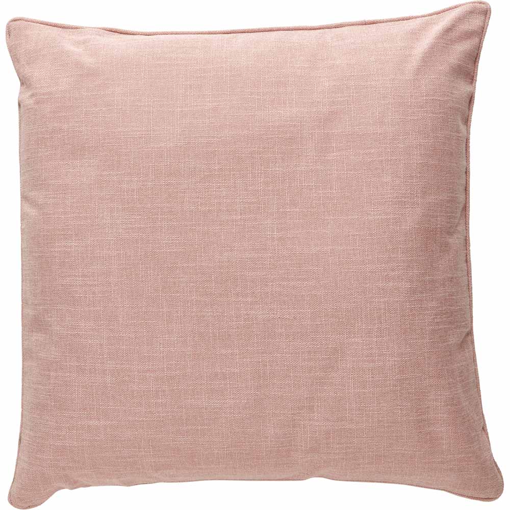 Wilko Pink Faux Linen Slub cushion 43x43cm Image 1