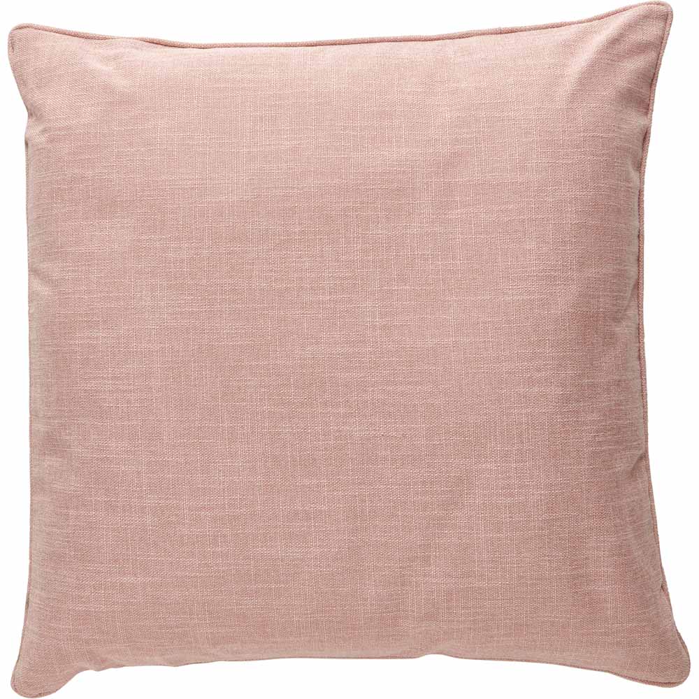 Wilko Pink Faux Linen Cushion 55 x 55cm Image 1
