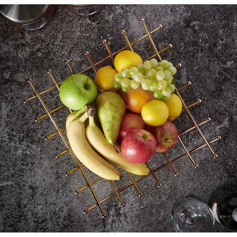 Wilko Wire Copper Effect Fruit Bowl Wilko