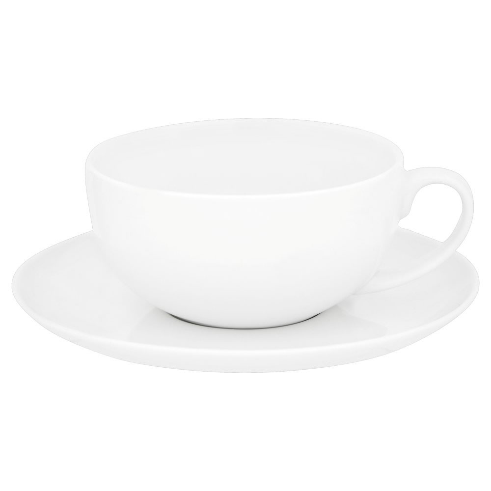 Wilko White Ceramic Cappuccino Cup and Saucer 4 pack Wilko