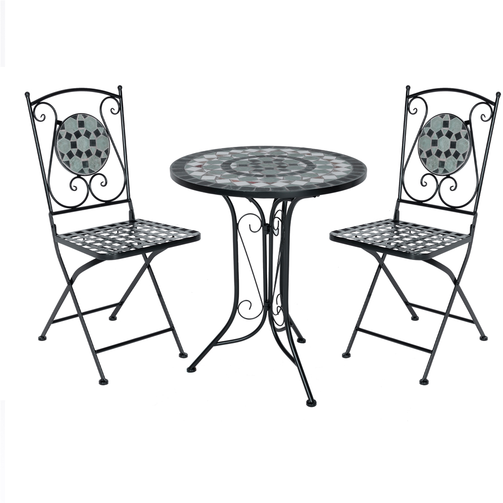 Charles Bentley Blue Mosaic Bistro Set Image 2