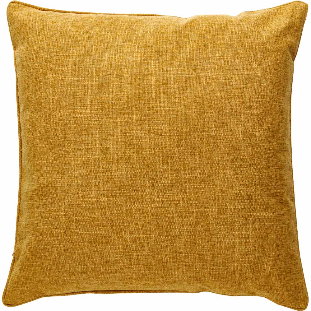 Wilko Ochre  Faux Linen Slub Cushion 43x43cm Image 1