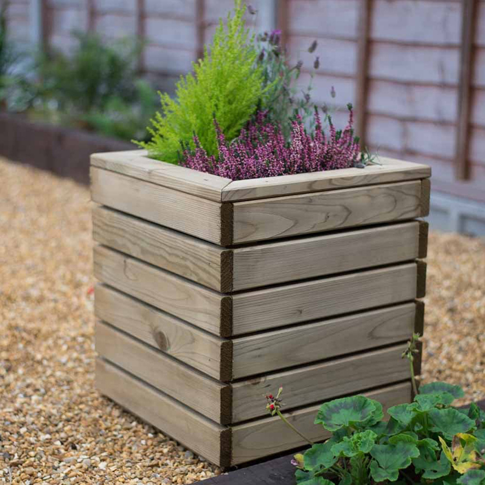 Forest Garden Timber Outdoor Square Linear Planter 40cm Image 4