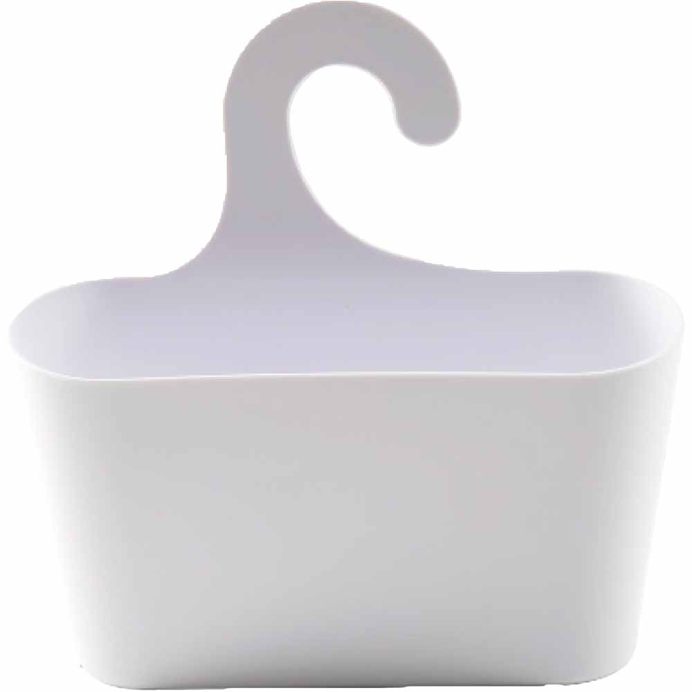 Croydex White Plastic Hook Over Bathroom Shower Caddy Image 1