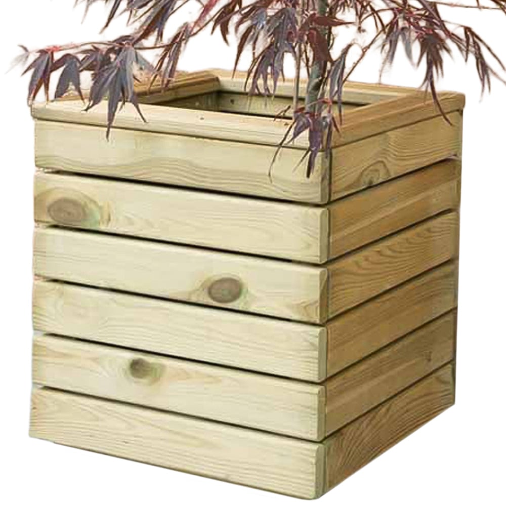 Forest Garden Timber Outdoor Square Linear Planter 40cm Image 1