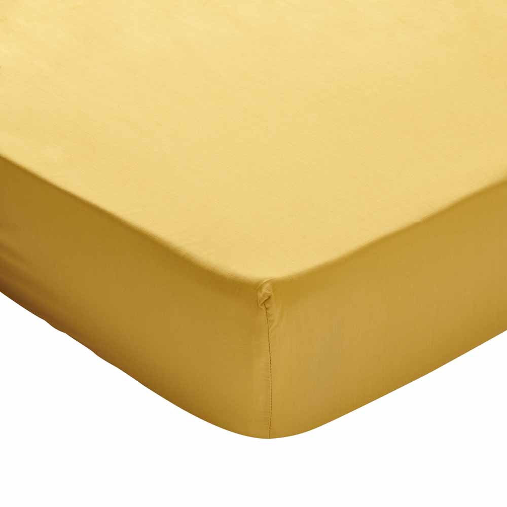 Wilko Mustard Fitted Sheet King Size 52% Polyester 48% Cotton
