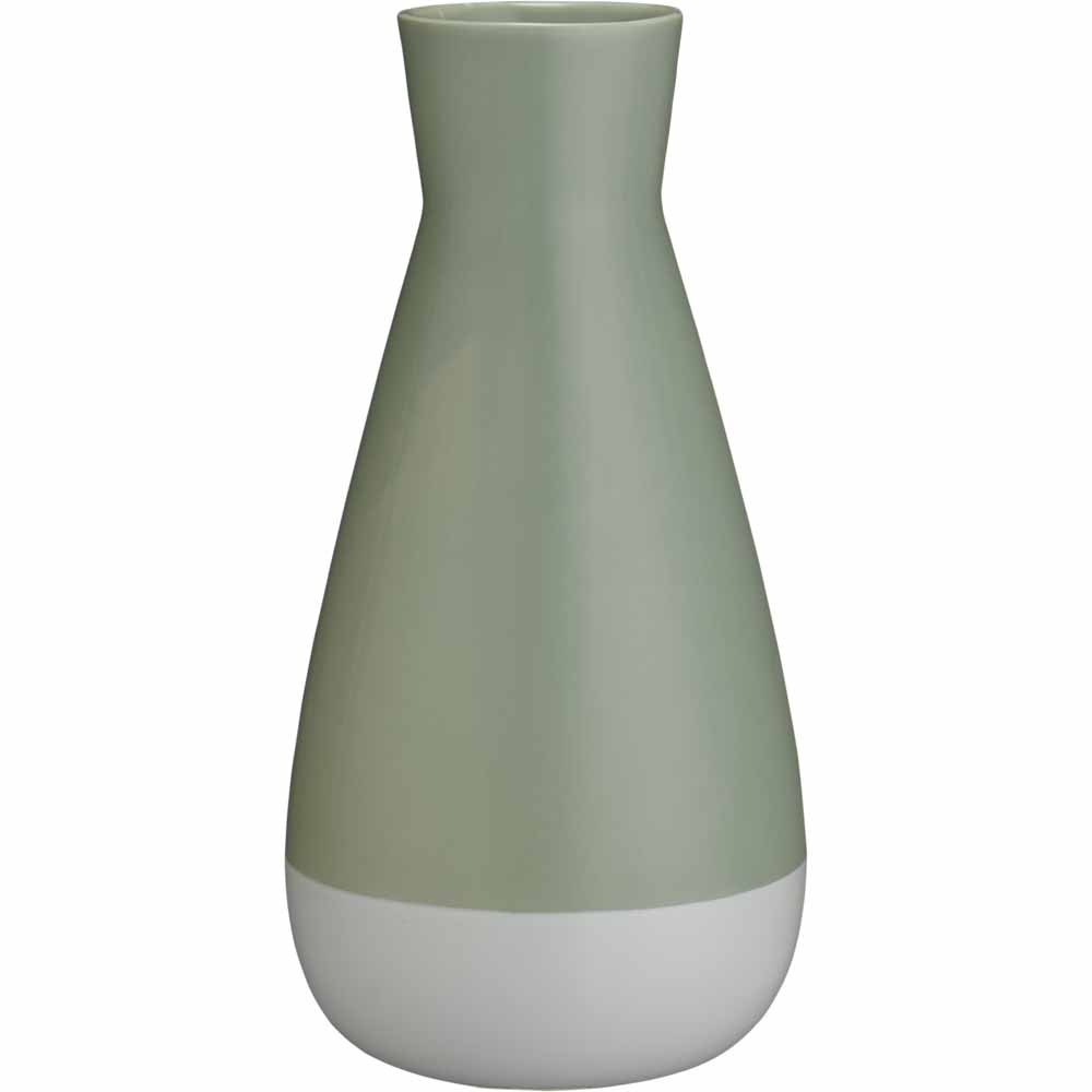 Wilko Sage Green 2 Tone Vase Image 1