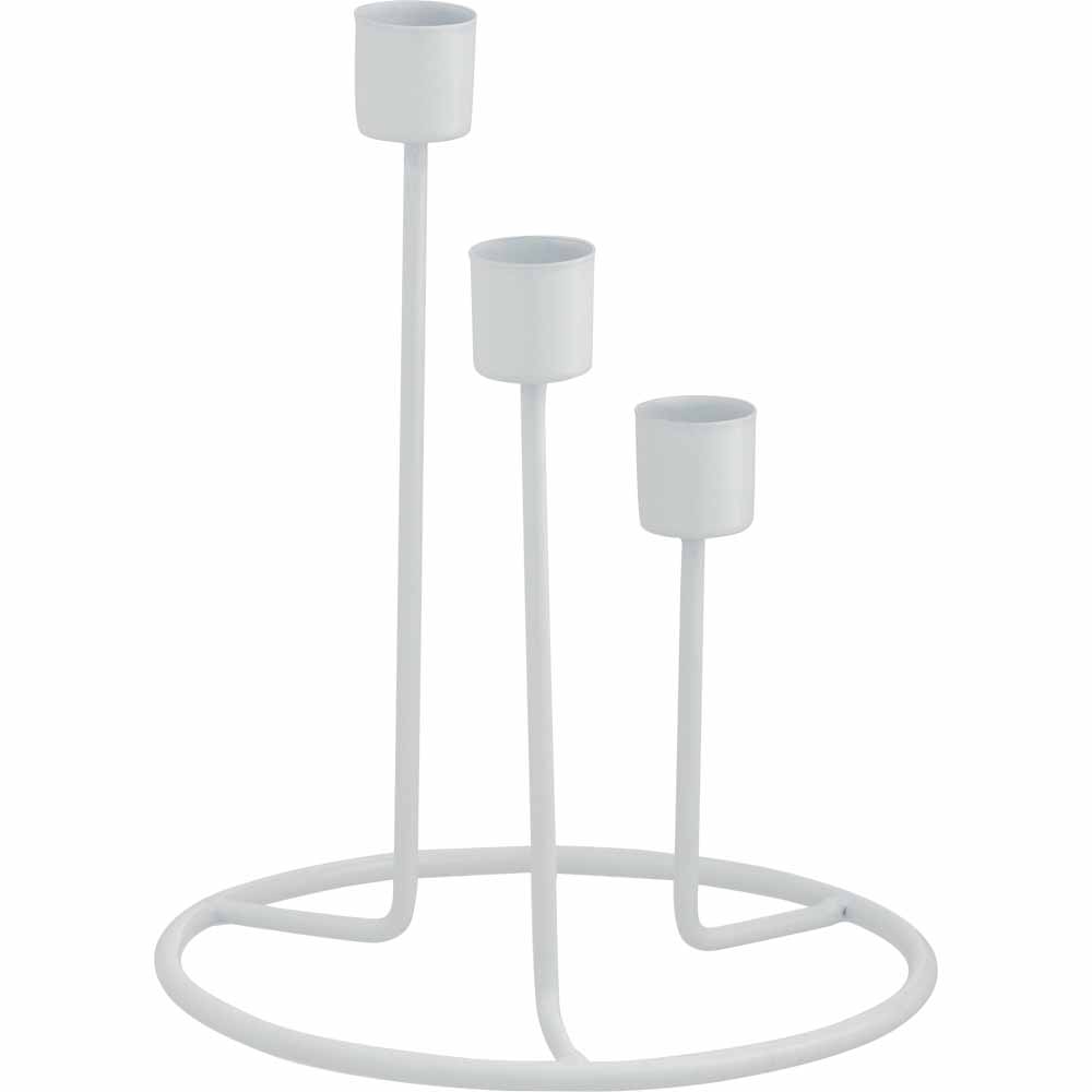 Wilko Triple Taper Candle Holder White Image 1