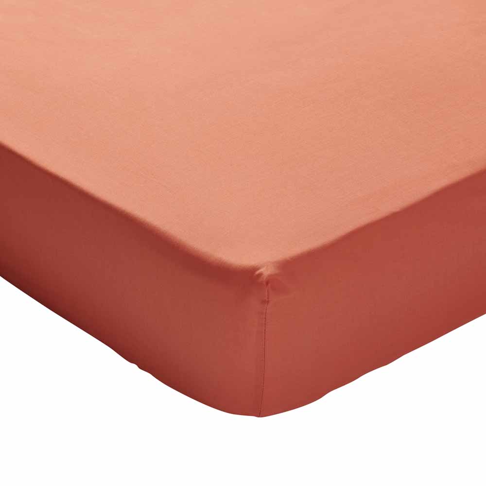 Wilko Terracotta Fitted Sheet King Size Image 1