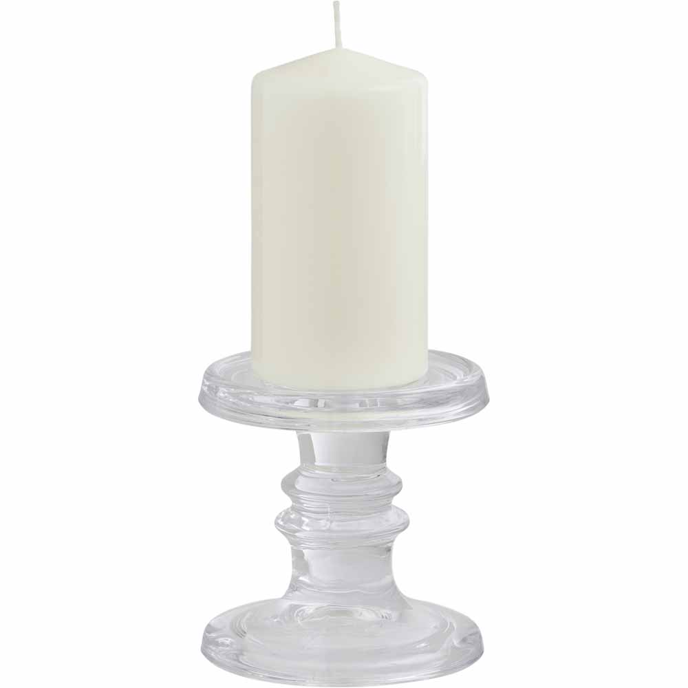 Wilko Small Glass Pillar Candle Holder Image 2