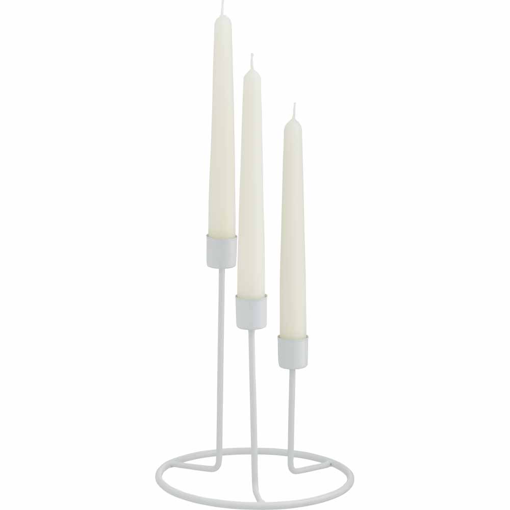 Wilko Triple Taper Candle Holder White Image 2