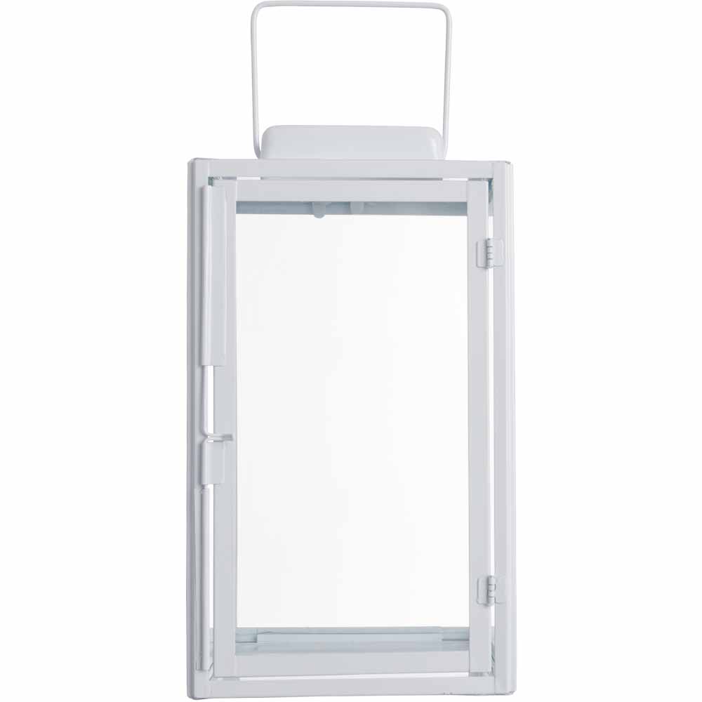 Wilko White Modern Square Glass Lantern Image