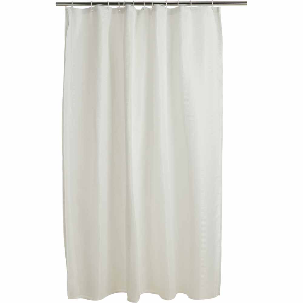 Wilko White Waffle Shower Curtain, Shower Curtains Longer Than 180 Cm