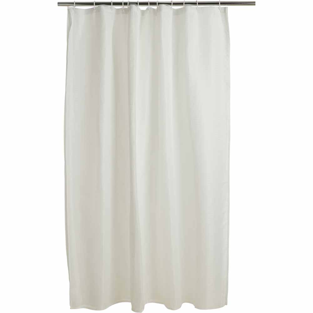 Wilko White Waffle Shower Curtain Image 1