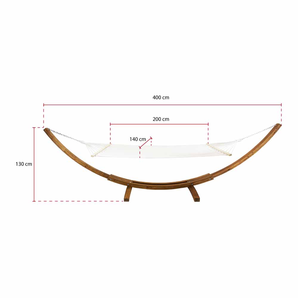 Charles Bentley Cream Canvas Extra Large Hammock with Wooden Arc Stand Image 4