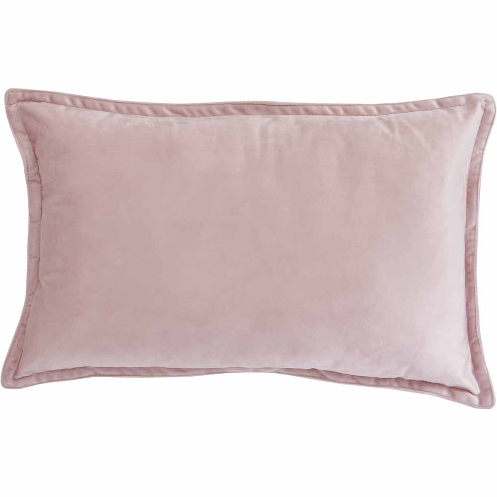 Wilko Soft Velvet Cushion Pink 30 x 50cm Image 1