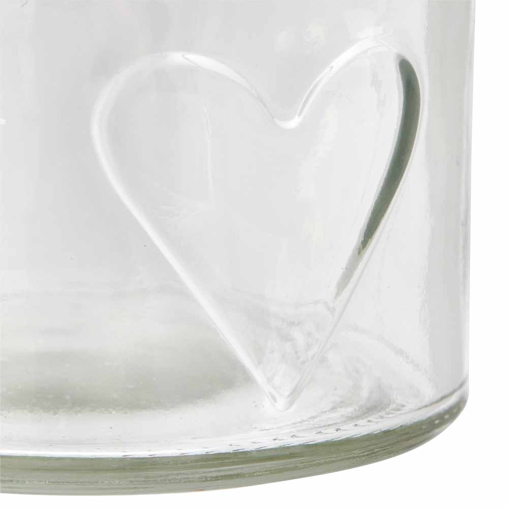 Wilko Glass Embossed Heart Lantern Image 3