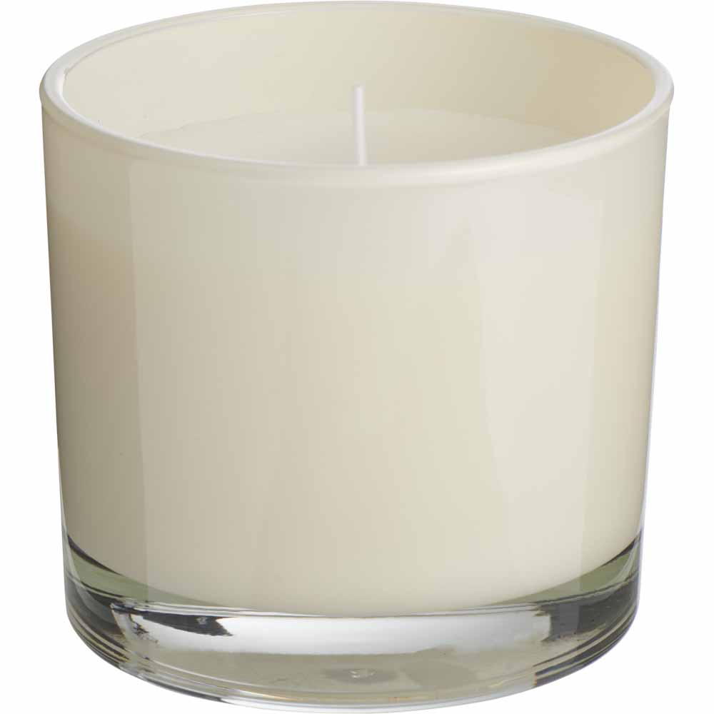 Wilko Scented Cream Glass Candle Vanilla Medium Image 1