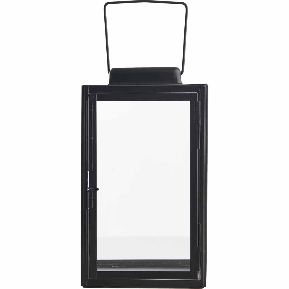 Wilko Black Modern Square Glass Lantern Image