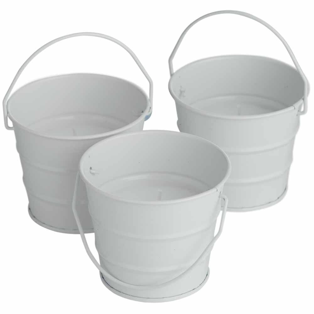Wilko Discovery White Bucket Candle 3 pack Wilko