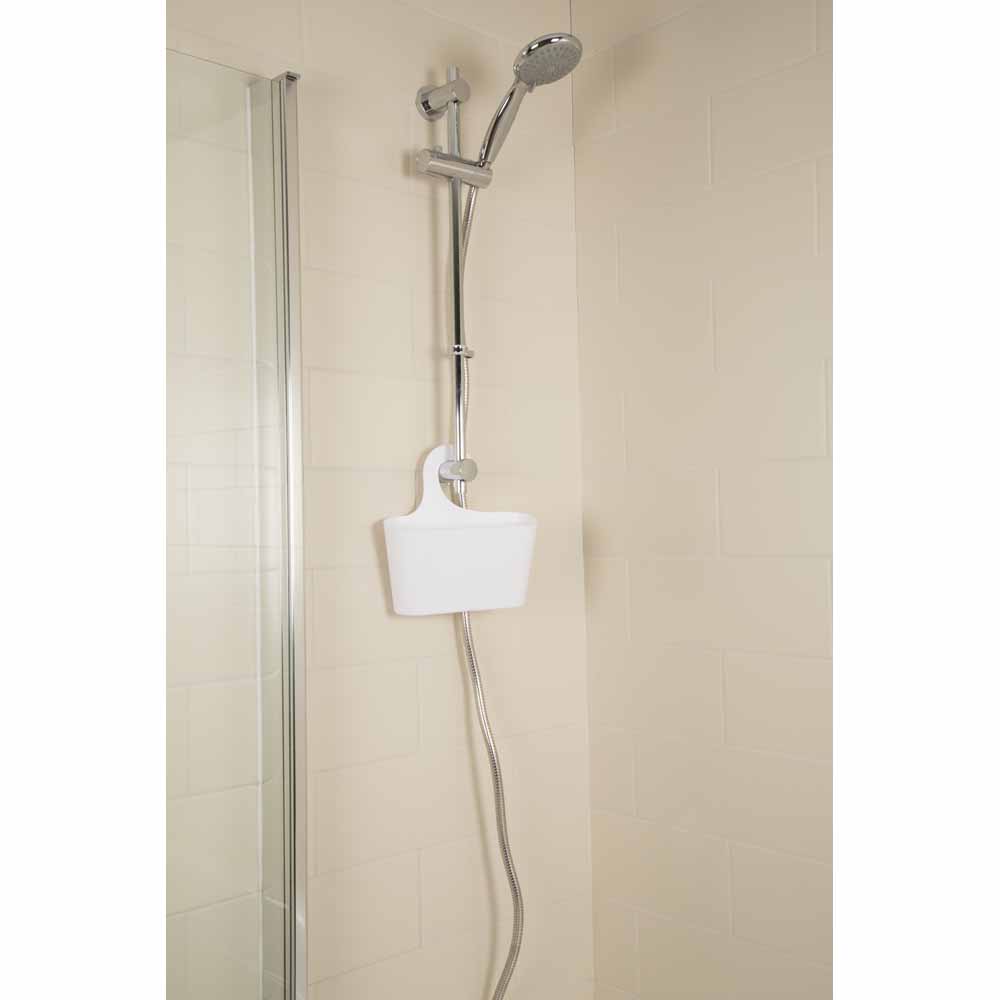 Croydex White Plastic Hook Over Bathroom Shower Caddy Image 2