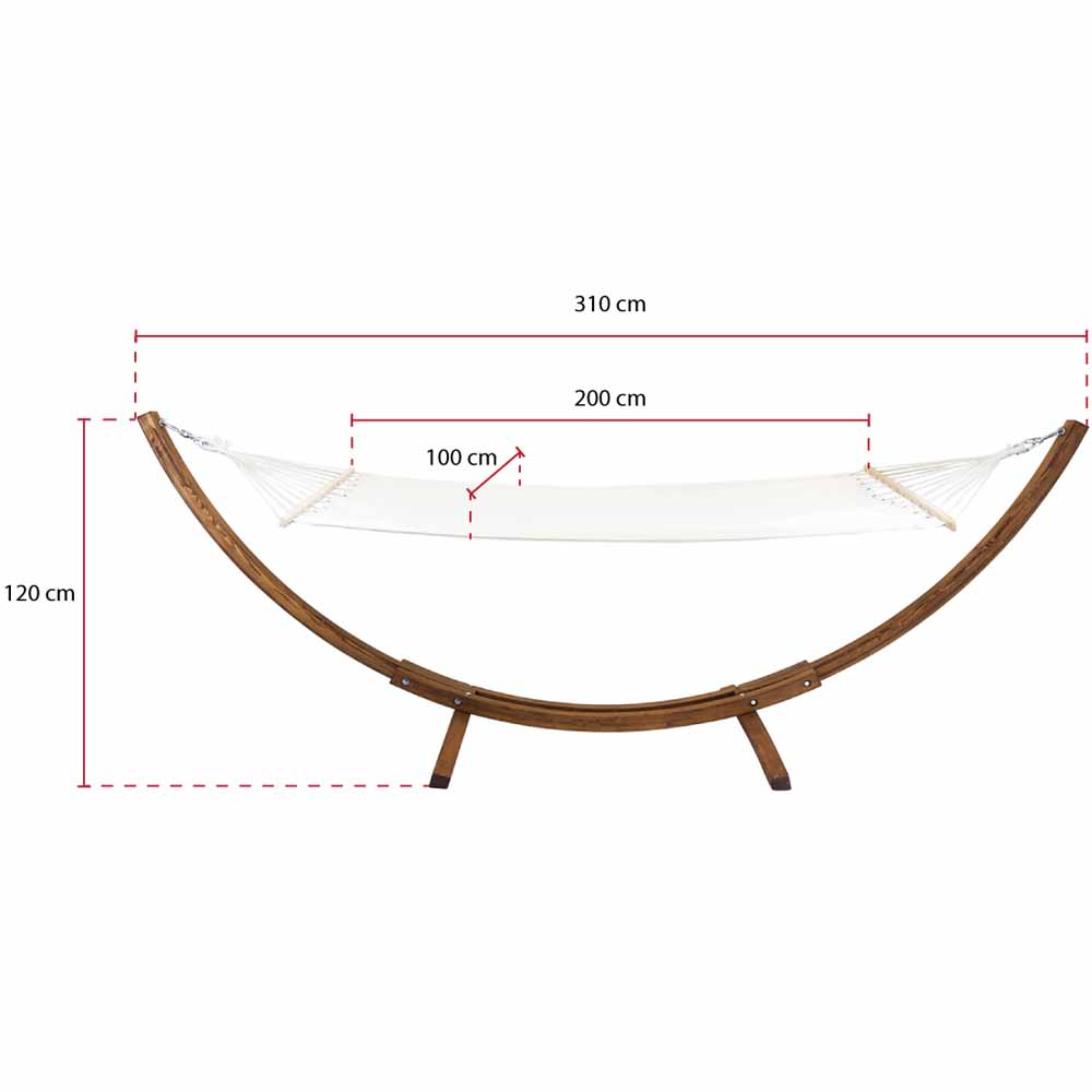 Charles Bentley Cream Canvas Hammock with Wooden Arc Stand Image 5