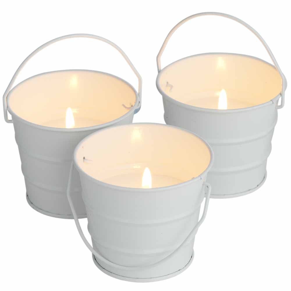 Wilko Discovery White Bucket Candle 3 pack Wilko