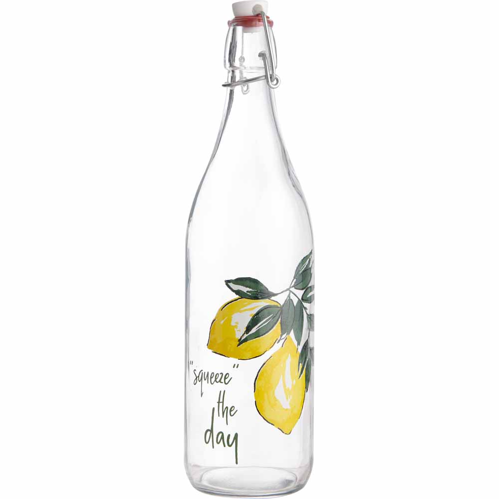 Wilko Lemons Glass Water Bottle Image