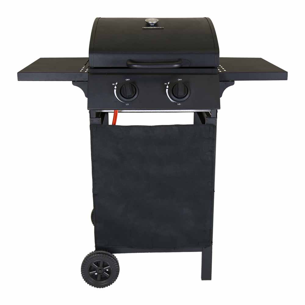 Charles Bentley Deluxe Auto Ignition 2 Burner Gas BBQ Black Stainless / Porcelain Steel, Black Powder Coating  - wilko