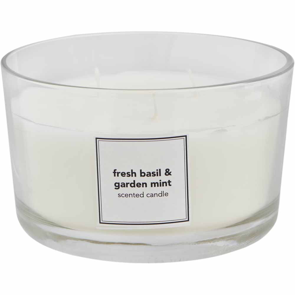 Wilko Premium 3 Wick Candle Basil Garden Mint Image 2