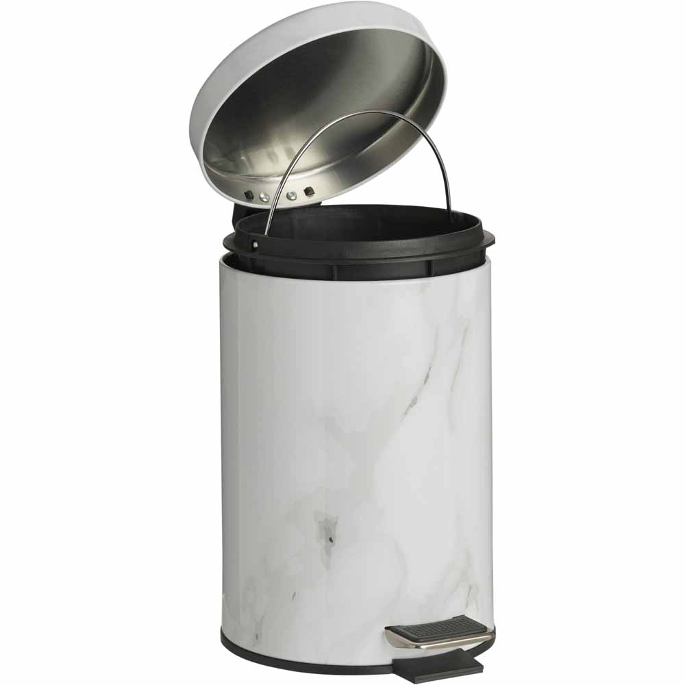 Wilko Pedal Bin Marble 3L Wilko