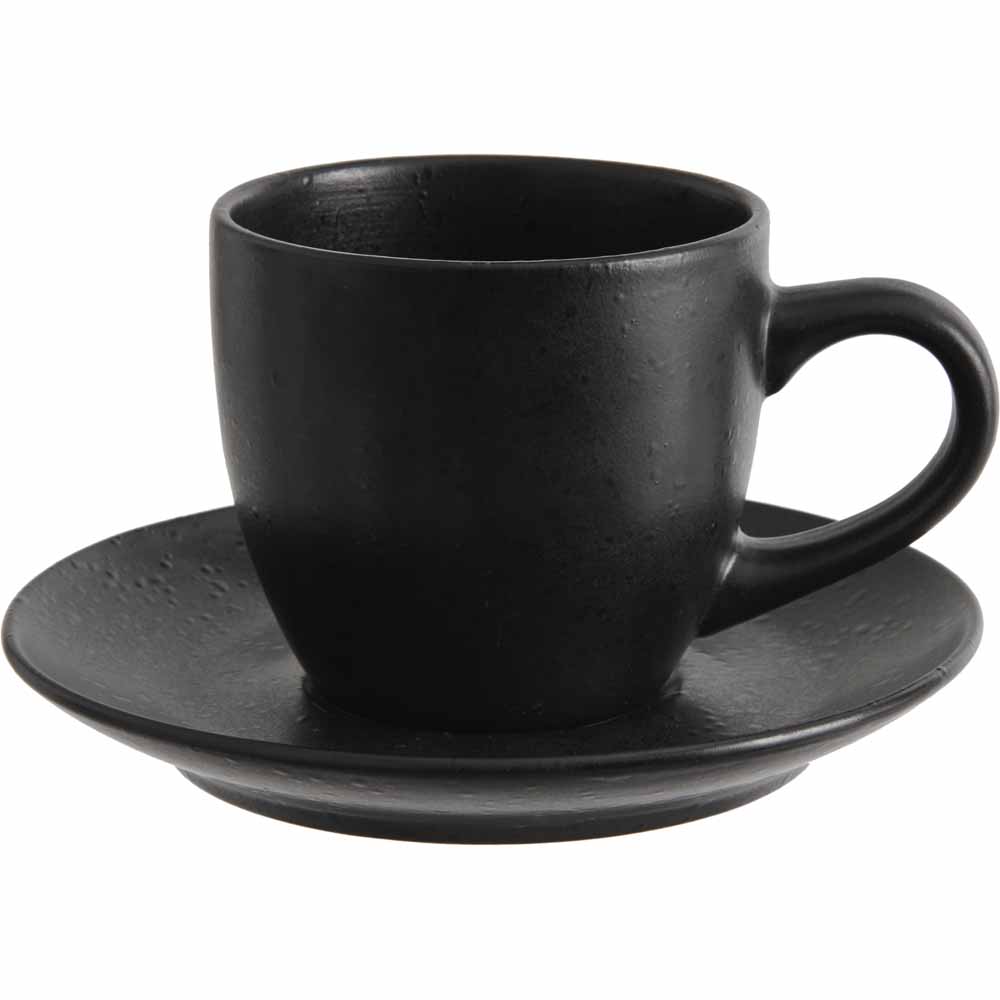 Wilko Black Fusion Cup & Saucer 6 pack Image 1