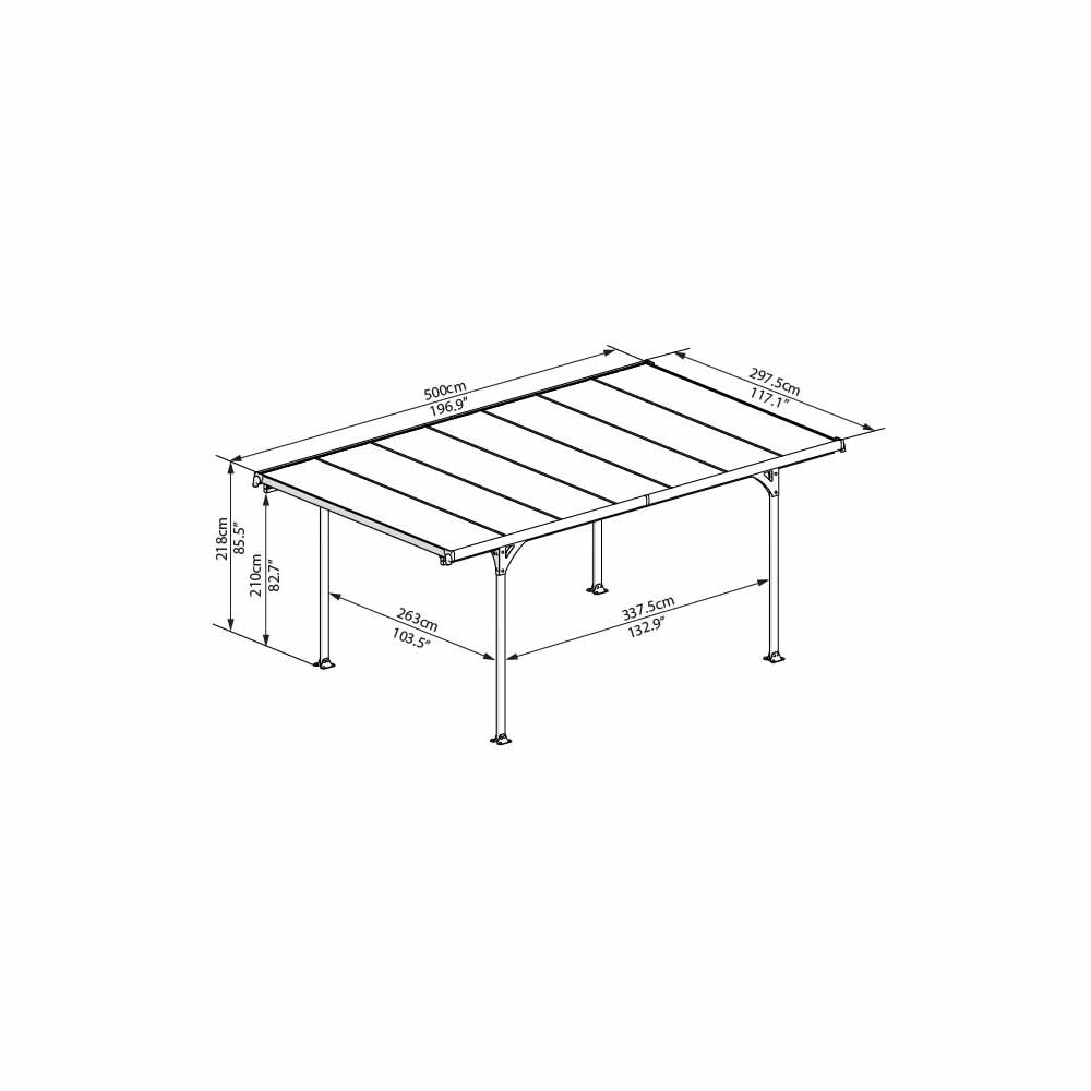 Palram Verona 5000 Grey Carport 5 x 3m Image 6