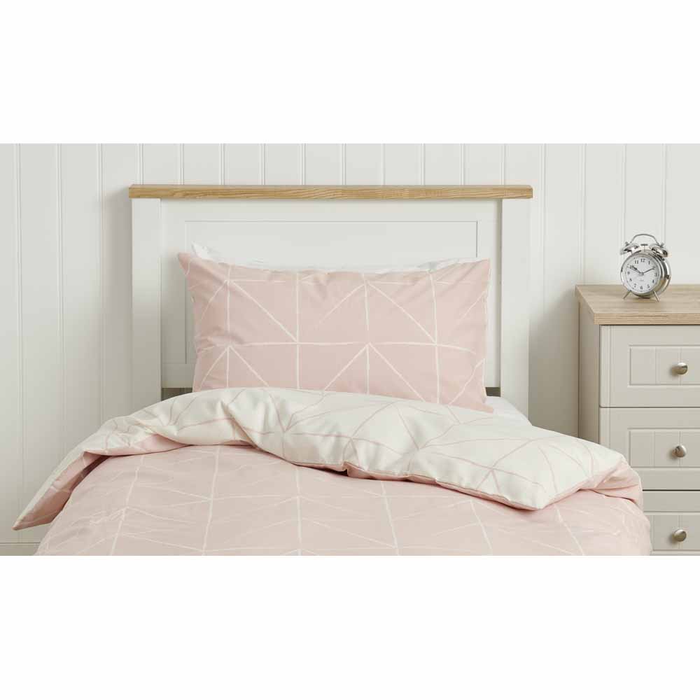 Wilko Pink Geo Duvet Set Single Image 1