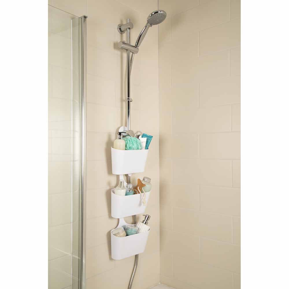 Croydex White Plastic Hook Over Bathroom Shower Caddy Image 3