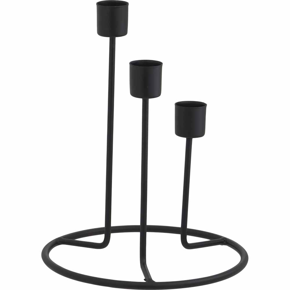 Wilko Triple Taper Candle Holder Black Wilko