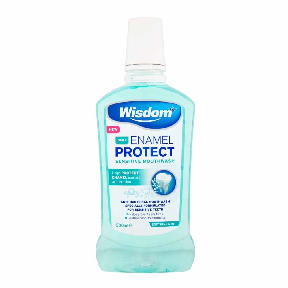 Wisdom Sensitive Defence Antibacterial Soothing Mint Mouthwash 500ml Image