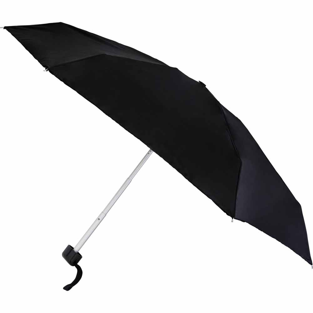 Wilko Flat Umbrella Black Image 1