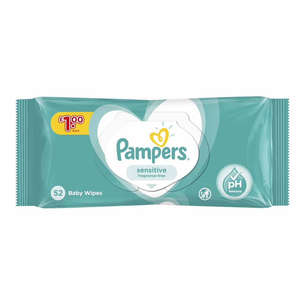 Pampers Sensitive Baby Wipes 52 pack Wilko