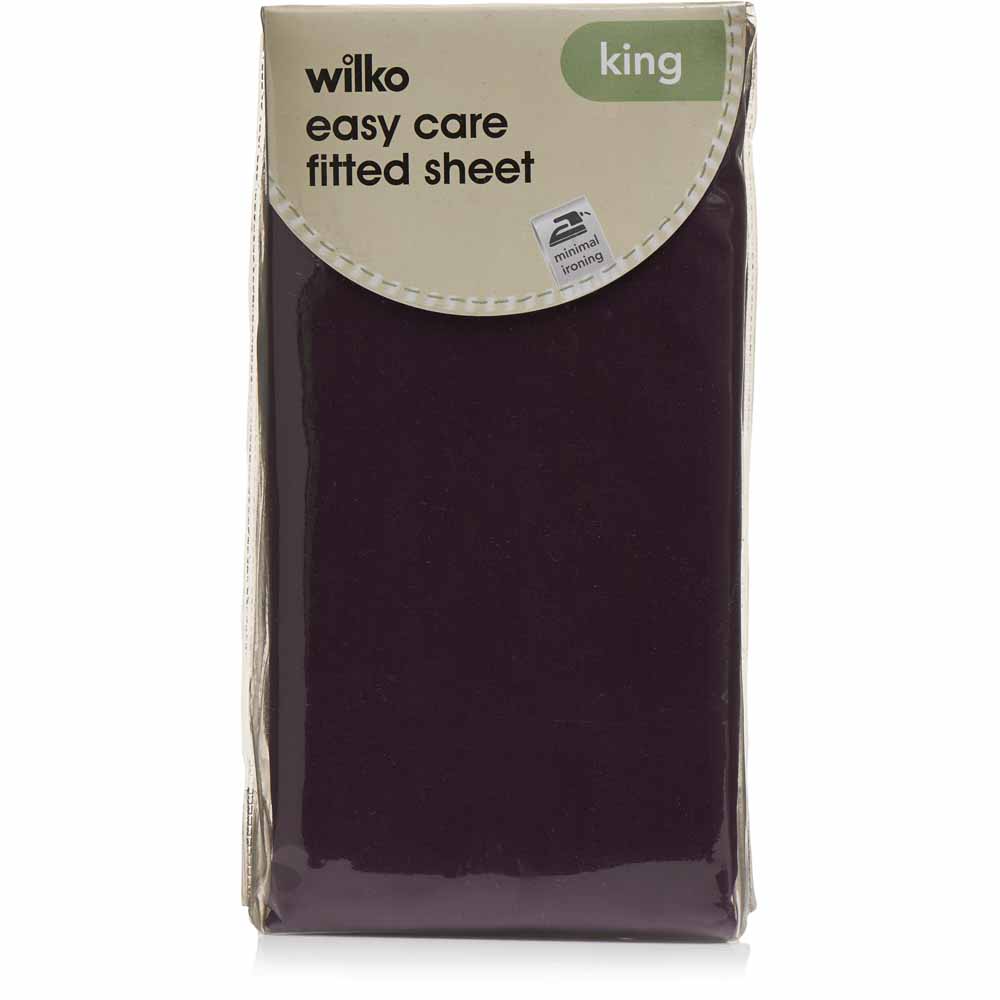 Wilko Easy Care Plum King Size Fitted Sheet Image 2
