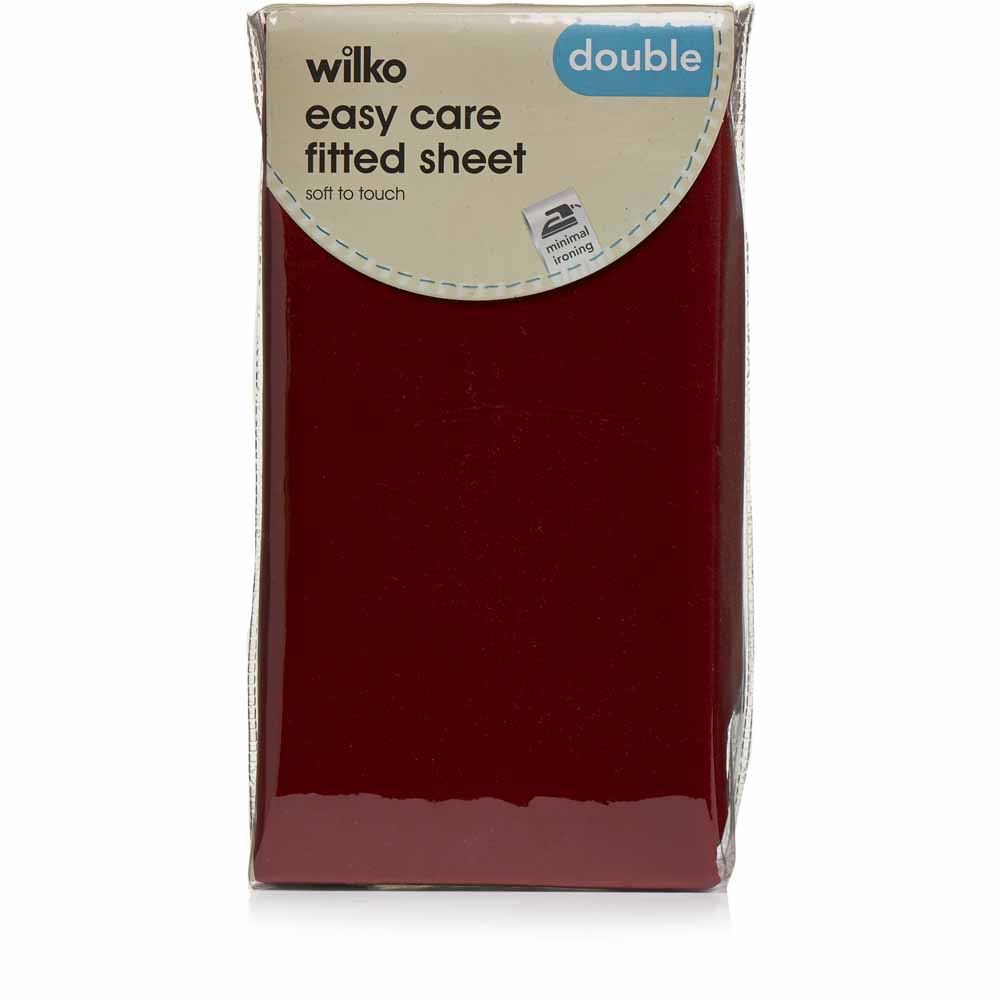 Wilko Easy Care Red Double Fitted Sheet Image 2